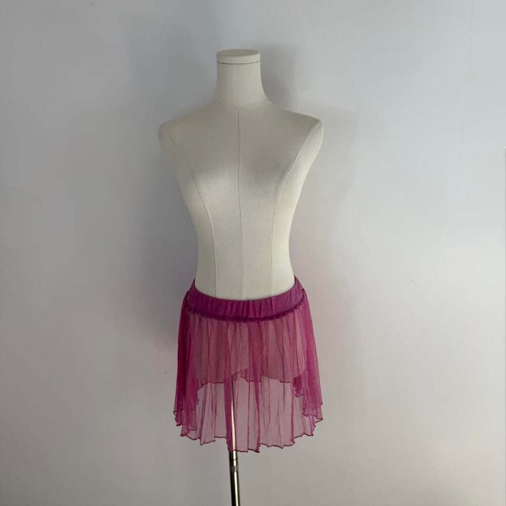 Beach Riot Briar Skirt in Fuchsia Purple Shine | Sheer Mesh Mini | Womens Size S
